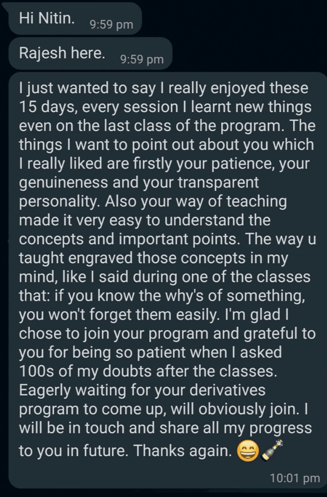 rajesh testimonial